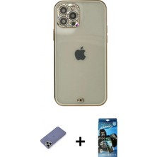 Pileli Store Pilelistore™ iPhone 12 Pro Max Kılıf Eksen Minimal Koleksiyonu - Siyah 34D Izgaralı Cam + Metal Kamera Lens Koruma Cam - Gd