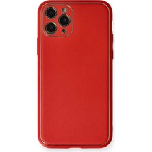SDT Newface Apple iPhone 11 Pro Max Kılıf Coco Deri Silikon Kapak - Kırmızı