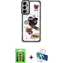 Pileli Store Pilelistore™ Galaxy A25 5g Kılıf Çekirdek Asil - Siyah 3D Antistatik Cam Ekran Koruyucu + Raze Metal Kamera Lens - Gs