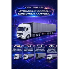 Ziventa 30 cm Çek Bırak Ayrılabilir Dorse Konteyner Kamyon Açılır Bagaj Kapılı Diecast Metal Oyuncak Tır