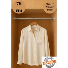 mobilyap Gardırop Dolap Içi Yuvarlak Krom Askı Borusu ( Askı Borusu + Flanş + Vida) - 1.kalite (76 Cm)