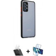 Pileli Store Pilelistore™ Galaxy A72 Kılıf Nova Asil Özel Seri - Siyah 3D Antistatik Seramik Nano Ekran Koruyucu + Kamera Lens Koruma Cam - Sf