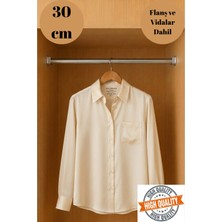 mobilyap Gardırop Dolap Içi Yuvarlak Krom Askı Borusu ( Askı Borusu + Flanş + Vida) - 1.kalite (30 Cm)