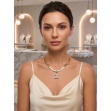 Fm 💎 Premium Gold Renk 316L Çelik Z Harf Model Parlak ve Şık Taşlı Vıp Seri Kolye (45CM)