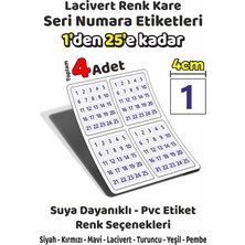 Sb Store 1'den 25'e Kadar Kare Seri Numara Etiketleri - 4cm - Lacivert Renk - Toplam 4 Adet