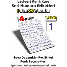 Sb Store 1'den 25'e Kadar Kare Seri Numara Etiketleri - 1,5cm - Lacivert Renk - Toplam 4 Adet
