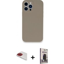 Marsilyan™- iPhone 13 Pro Max Kılıf Zirve Modern Özel Seri - Siyah Bilvis Hayalet Cam Ekran Koruyucu + Pers Alüminyum Kamera Lens - Kı