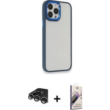 Pileli Store Pilelistore™ iPhone 14 Pro Max Kılıf Eksen Doku Prime - Siyah Bilvis 3D Mat Cam Ekran Koruyucu + Raze Metal Kamera Lens - Gs