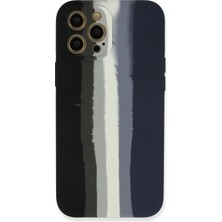 Durukar®  iPhone 12 Pro Kılıf Ebruli Lansman Silikon - Siyah-Lacivert