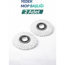 KEP 2 Adet 360 Dönerli Mop Yedek Başlık, Mikrofiber Püskül, Tüm Kovalara Uyumlu