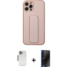 Pileli Store Pilelistore™ iPhone 12 Pro Kılıf Akış Doku - Siyah 3D Antistatik Hayalet Cam Ekran Koruyucu + Shine Kamera Lens - Gs