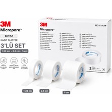 3m Micropore Beyaz Karma Set | 1.25 cm + 2.5 cm + 5 cm Beyaz Kağıt Flaster Seti