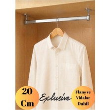 mobilyap Exclusive - Dolap Içi Oval Krom Askı Borusu Ayaklı ( Askı Borusu + Flanş + Vida) - 1.kalite (20 Cm)