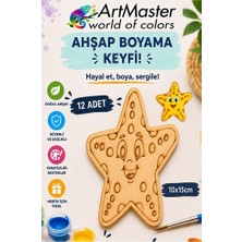 ArtMaster Ahşap Boyama Deniz Yıldızı 12 Adet 10X15CM Boyama Deniz Figürü Etkinlik Çoçuk Gelişim Motor Beceri Kreş Anasınıfı