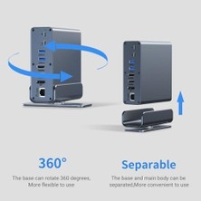 SDT Group 16IN1 Type-C Docking Station, 4K UHD Destekli, Hızlı USB 3.0 Veri Transferi, Gigabit Ethernet, Macbook, Ipad, ve Diğer Cihazlarla Uyumlu, Yüksek Hızlı Çift Usb-C Çıkışı | TC16IN1