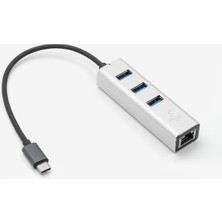 SDT Group Type-C To Lan ve 3x USB Alüminyum Adaptör Gümüş