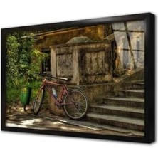 SDT Group Tablosan Merdiven Dibinde Duran Bisiklet Çerçeveli Cam Tablo 20X30 cm CA01226