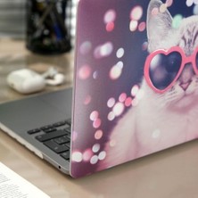 SDT Group MacBook Air 13 Inç Kılıf A1932 A2179 A2337 M1 Chip Uyumlu Mat Tpu Sert Kapak Kedi Desenli Lazer Uv Baskı Çizilmez Koruma Pembe