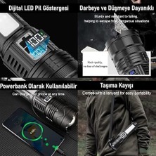 SDT Group Şarjlı El Feneri 5400MAH 30W 9 Mod Powerbank Özellikli 6km Aydınlatma
