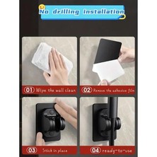 SDT Group Kendinden Yapışkanlı Duş Başlığı Askısı / El Duşu Tutucu / Duş Mafsalı / Dayanıklı Paslanmaz Krom Kaplama Abs Plastik Malzeme (Not: Ürünü Yapıştırmadan Önce Alanı Temizleyiniz) (Siyah)