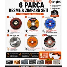 Irişka 6 Parça (115 MM-125 Mm) Kesici Set Metal Ahşap Mermer Kesici Diskler Spiral Avuç Içi Taşlama Seti