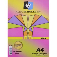 SDT Group Alex Schoeller Karışık Fon Kartonu Neon Renkler A4 100'LÜ Paket