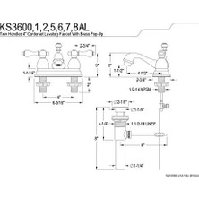 SDT Group KS3607AL Restorasyon 4" Banyo Bataryası, Fırçalanmış Pirinç, 6.38 x 4.5 x 3.06