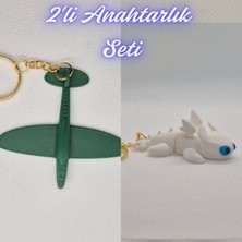 3D Atölye Maker  Koyu Yeşil Uçak ve Beyaz Ejderhanı Nasıl Eğitirsin Ejderha Anahtarlık