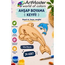 ArtMaster Ahşap Boyama Yunus Balığı 24 Adet 10X15CM Boyama Deniz Figürü Etkinlik Çoçuk Gelişim Motor Beceri Kreş Anasınıfı