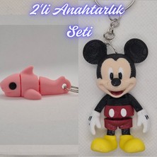 3D Atölye Maker  Açık Pembe Esnek Köpek Balığı ve Esnek Mickey Mouse Anahtarlık