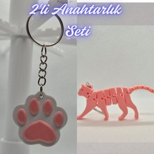 3D Atölye Maker  Açık Pembe Kedi Patisi ve Açık Pembe Esnek Kedi Anahtarlık