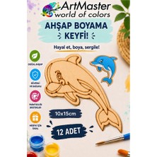 ArtMaster Ahşap Boyama Yunus Balığı 12 Adet 10X15CM Boyama Deniz Figürü Etkinlik Çoçuk Gelişim Motor Beceri Kreş Anasınıfı