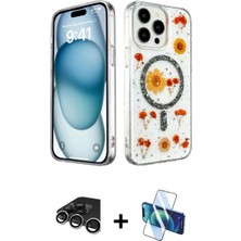Pileli Store Pilelistore™ iPhone 15 Pro Kılıf Kozmos Doku - Siyah 3D Antistatik Cam Ekran Koruyucu + Raze Metal Kamera Lens - Gs