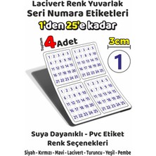 Sb Store 1'den 25'e Kadar Yuvarlak Seri Numara Etiketleri - 3cm - Lacivert Renk - Toplam 4 Adet