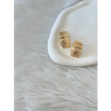 Revoia Rölyef Dokulu Gold Küpe