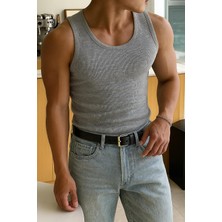 Gamaro Erkek Halter Yaka Penye Kaşkorse Fitted Kalıp Sporcu Likralı Atlet