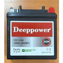 Deeppower 12 Volt 5 Amper Motosiklet AKÜSÜ-ÖLÇÜLER120*62*128 Mm.1,8.kg. 12N5-BS Dikey