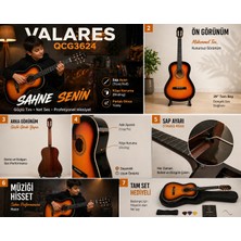 Valares QCG3624 Sunburst Klasik Gitar 38” inç Sap Ayarlı (Truss Rod) • Köşe Korumalı • Askı Aparatlı Parlak