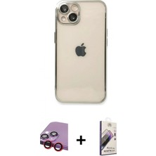 Marsilyan™- iPhone 14 Kılıf Vadi Minimal - Siyah Bilvis 3D Mat Cam Ekran Koruyucu + Raze Metal Kamera Lens - Kı