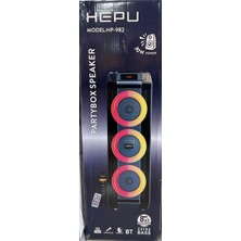 Hepu HP-982 3x8'' Kablosuz 1 El Mikrofon Bluetooth USB Şarjlı Rgb Işıklı Müzik Kutusu