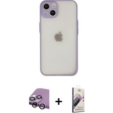Marsilyan™- iPhone 14 Kılıf Ahenk Çizgi Serisi - Siyah Bilvis 3D Mat Cam Ekran Koruyucu + Raze Metal Kamera Lens - Gs