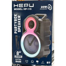 Hepu HP-115 8'' 20CM Kablolu 1 El Mikrofon Bluetooth Şarjlı Müzik Kutusu
