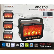 Fepe FMFP-337S Solar Güneş Panelli Şömineli - Bluetooth - USB - Şarjlı Nostaljik Radyo