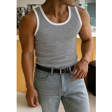 Gamaro Erkek Halter Yaka Penye Kaşkorse Fitted Kalıp Sporcu Likralı Atlet