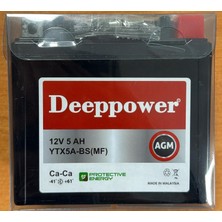 Deeppower 12 Volt 5 Amper Motosiklet Aküsü-Ölçüler 114*71*106 mm - 1,7 KG.YTX5A-BS