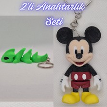 3D Atölye Maker  Yeşil Esnek Ejder ve Esnek Mickey Mouse Anahtarlık