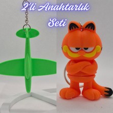 3D Atölye Maker  Yeşil Uçak ve Garfield Anahtarlık