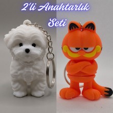 3D Atölye Maker  Beyaz Maltase Terrier ve Garfield Anahtarlık