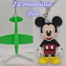 3D Atölye Maker  Yeşil Uçak ve Esnek Mickey Mouse Anahtarlık