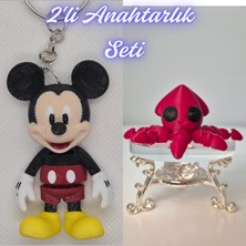 3D Atölye Maker  Esnek Mickey Mouse ve Kırmızı Kalamar Anahtarlık